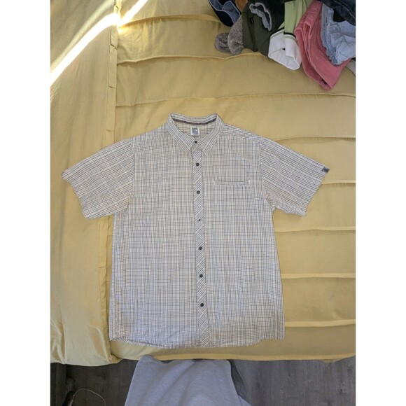 The North Face Tan Brown Plaid Button Front Short Sleeve Shirt - Men's Size L - Picture 7 of 7
